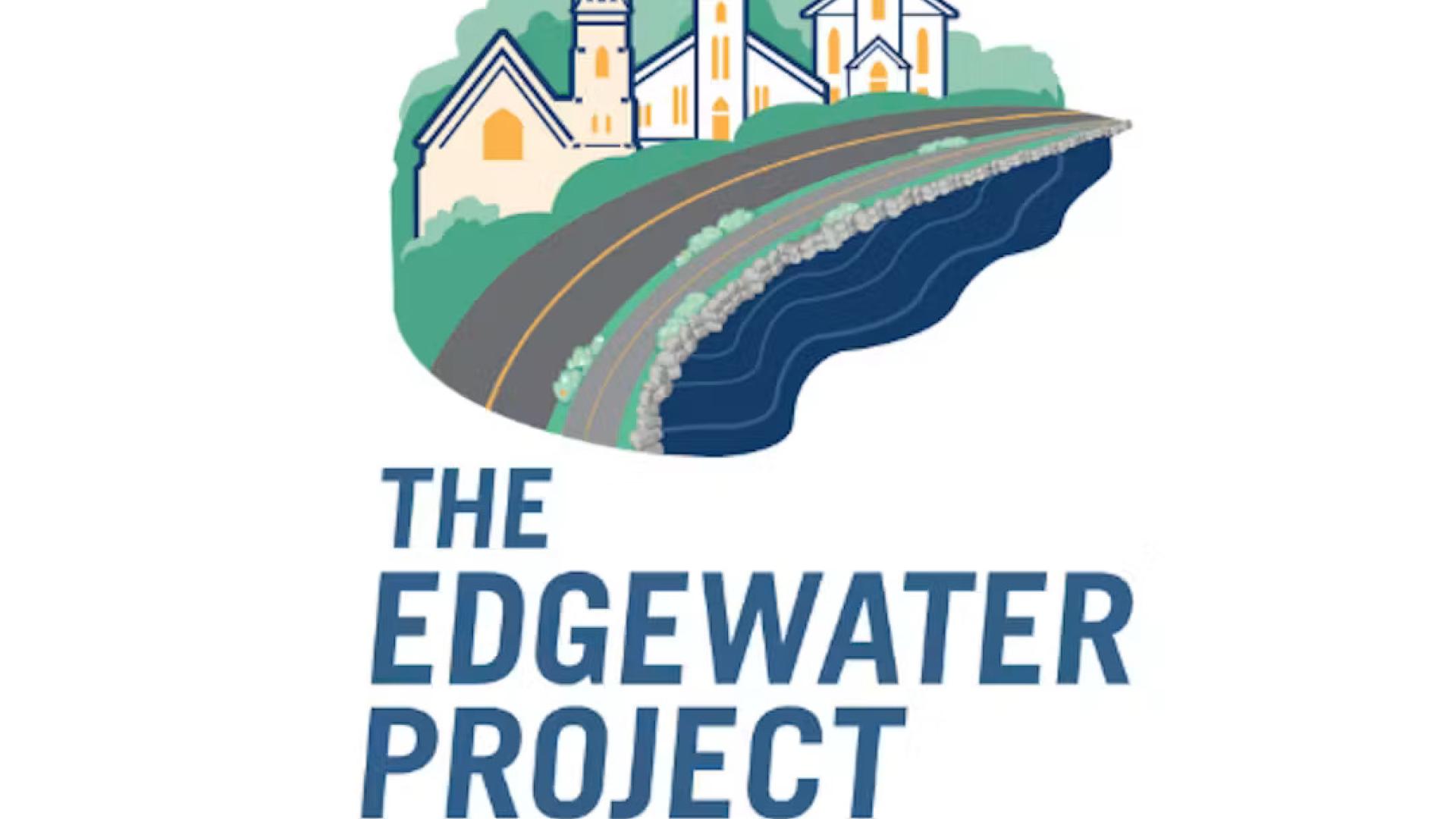 Edgewater Project logo with buildings and a curved river.